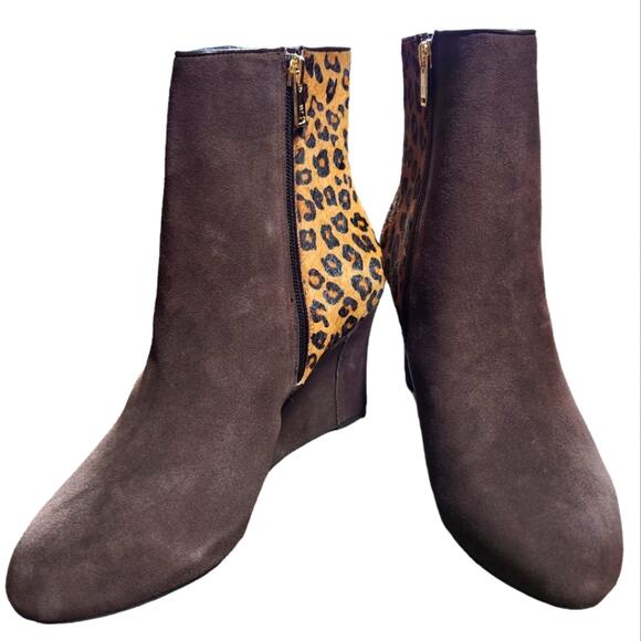Rockport Seven to 7 suede heeled boots brown and leopard size 9 NEW - Picture 1 of 8